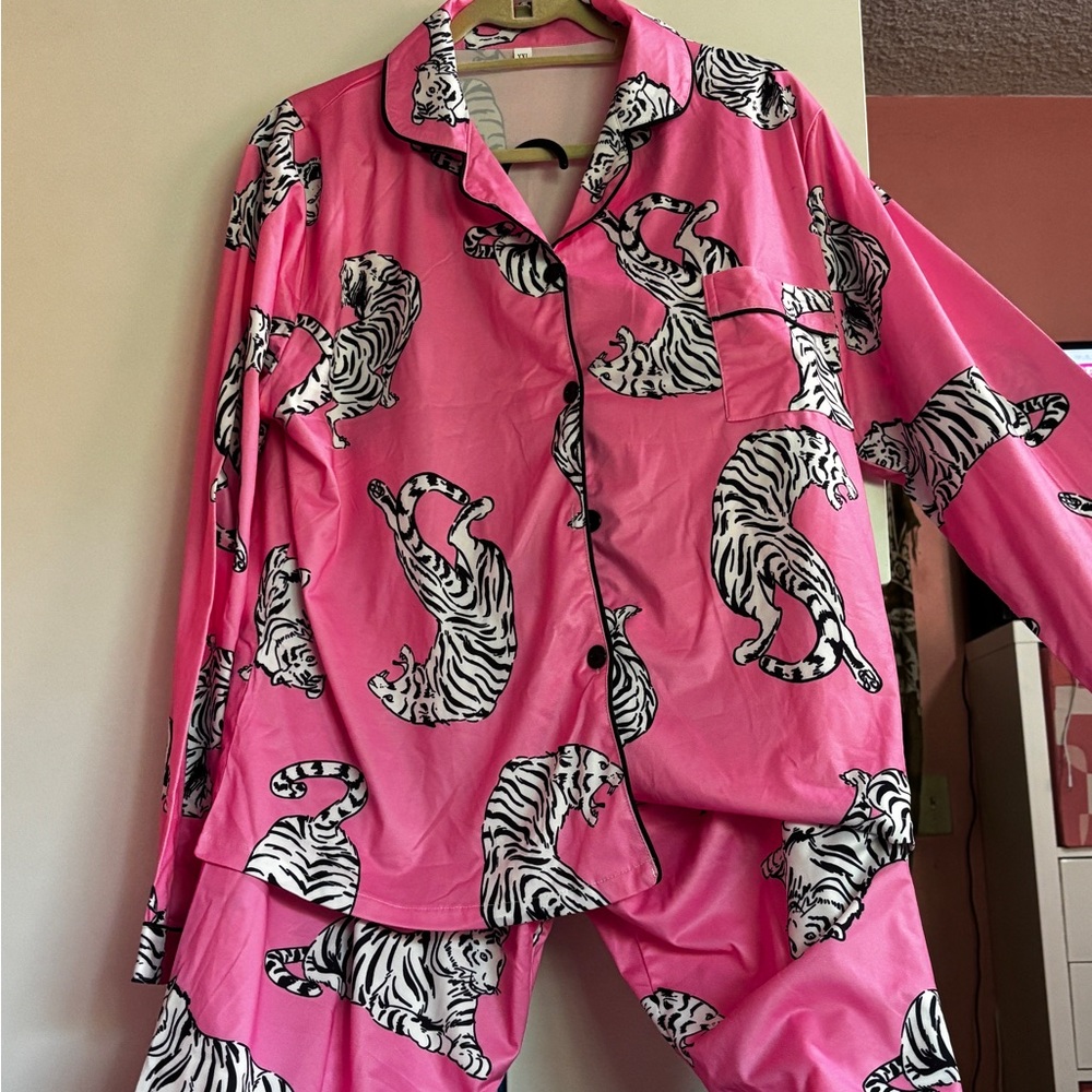 Pink Zebra Print Kids Pajamas